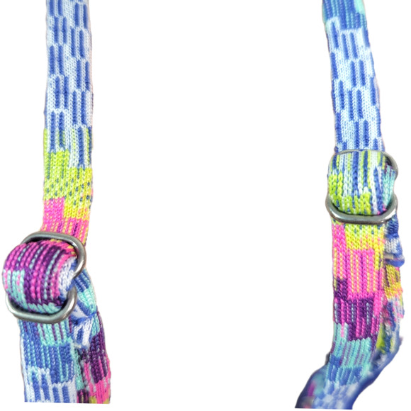 Roxy Bikini Top Womens Small Neon Florescent Blue Pink Yellow Boho Abstract - Picture 9 of 11